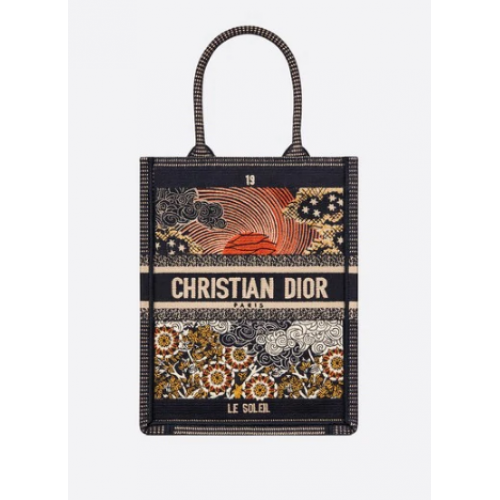 SUN VERTICAL DIOR BOOK TOTE TAROT BESTICKTE LEINENTASCHE M1272Z-1