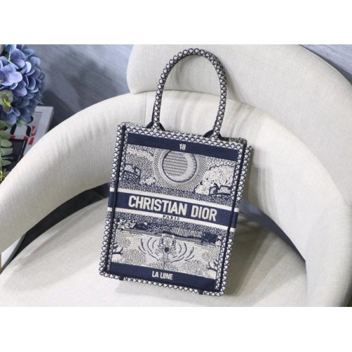 SUN VERTICAL DIOR BOOK TOTE TAROT BESTICKTE LEINENTASCHE M1272Z-4
