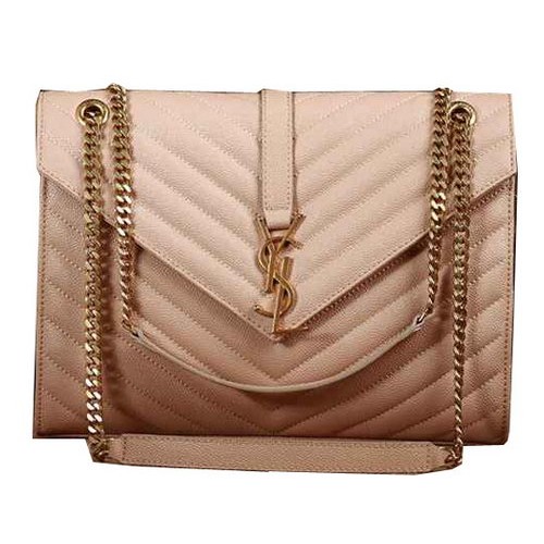 Saint Laurent Classic Monogram Cannage Pattern Flap Bag Y5480 Aprikose