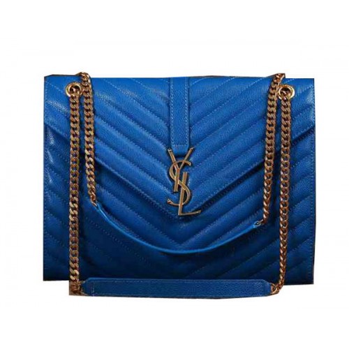 Saint Laurent Classic Monogramme Cannage Pattern Flap Bag Y5480 Blau