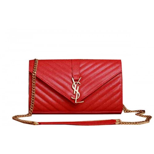 Saint Laurent Classic Monogram Cannage Pattern Flap Bag Y5482 Rot