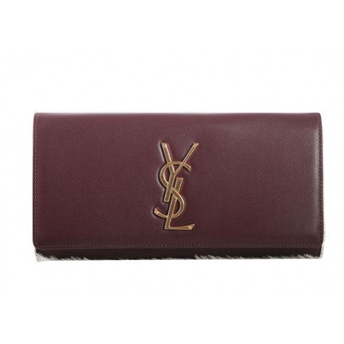 Saint Laurent Classic Monogram Clutch Original Leder Y5486 Burgund