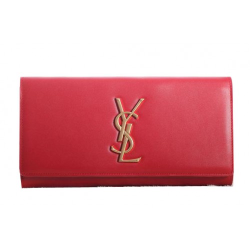 Saint Laurent Classic Monogram Clutch Original Leder Y5486 Rot