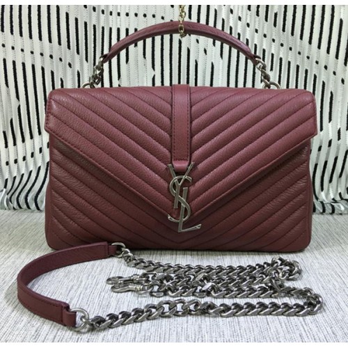 Saint Laurent Classic Monogram Ziegenleder Flap Bag Y392737 Burgund