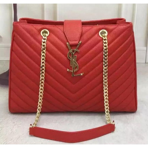 Saint Laurent Large Cabas Cannage Muster Ledertasche Y26584 Rot