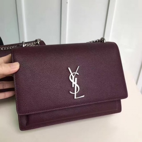 Saint Laurent Mini Monogramm Umhängetasche 441971 Wein