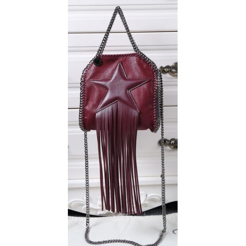 Stella McCartney Falabella Mini-Einkaufstasche mit Fransenstern SM8855 Burgund