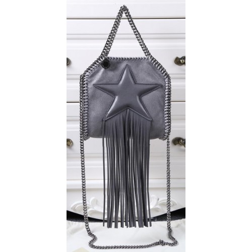 Stella McCartney Falabella Fransen Stern Mini Tragetasche SM8855 Dunkelgrau