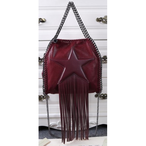 Stella McCartney Falabella Mini-Einkaufstasche mit Fransenstern SM8865 Burgund