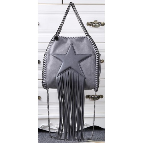 Stella McCartney Falabella Fransen Stern Mini Tragetasche SM8865 Dunkelgrau