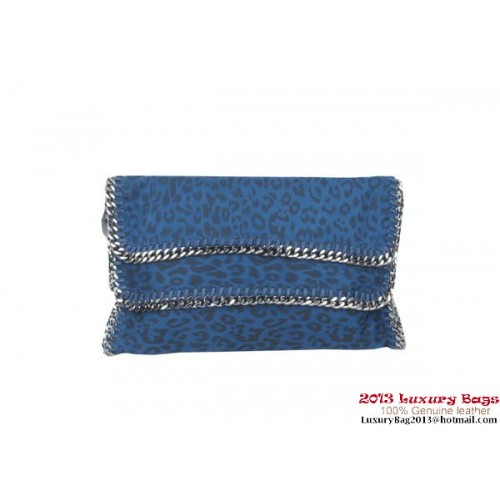 Stella McCartney Falabella Leopard PVC Fold Over Clutch 812L Blau
