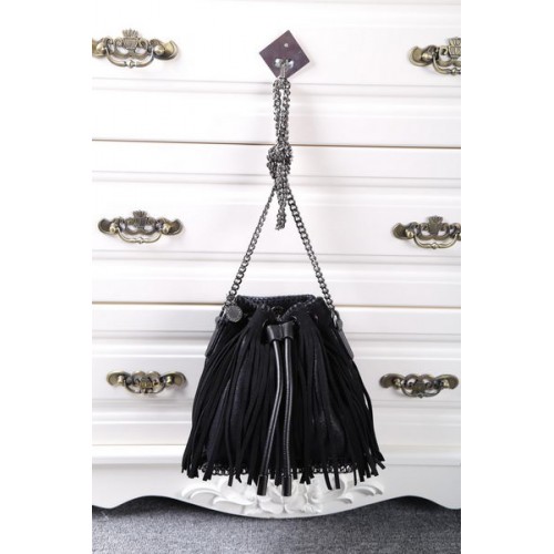 Stella McCartney Falabella Beuteltasche mit Sonnenfransen SMC012 Schwarz