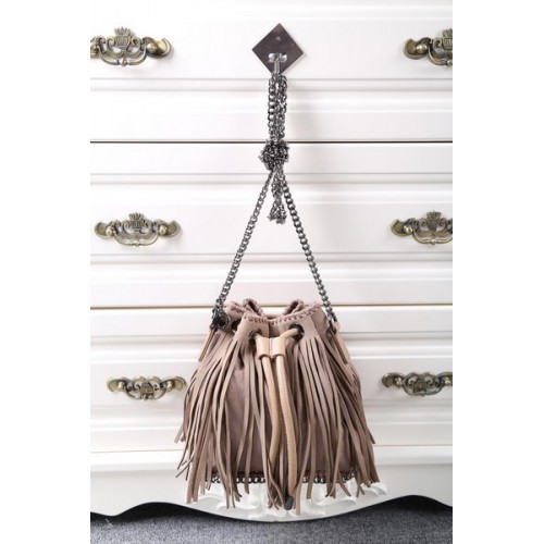 Stella McCartney Falabella Bucket Bag mit Sonnenfransen SMC012 Khaki