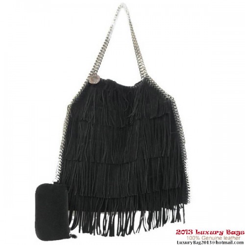 Stella McCartney Falabella Shaggy Tassels Fold Over Tote Bag Schwarz
