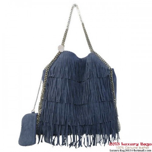 Stella McCartney Falabella Shaggy Tassels Fold Over Tote Bag Blau