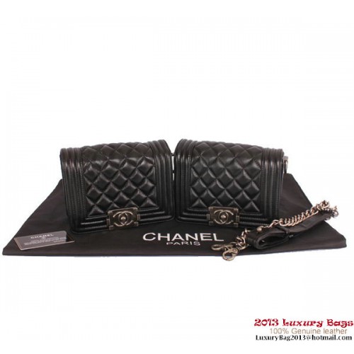 Twin Boy Chanel Flap Umhängetasche Schafsleder A67078 Schwarz
