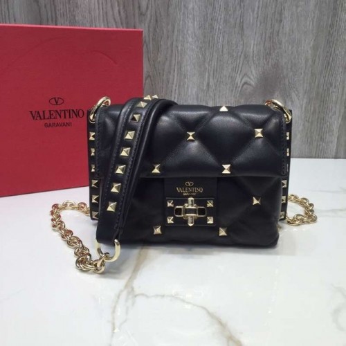 VALENTINO Umhängetasche Candy aus gestepptem Leder 0073 schwarz