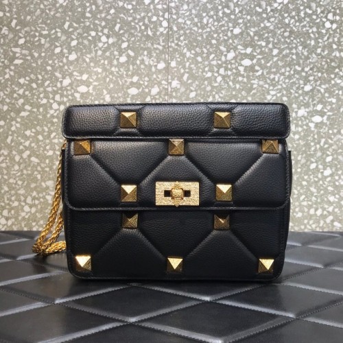 VALENTINO GARAVANI Schultertasche aus genarbtem Kalbsleder 2B0I59 schwarz