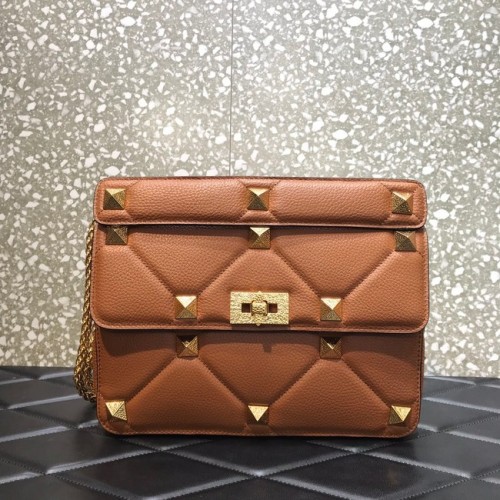 VALENTINO GARAVANI Schultertasche aus genarbtem Kalbsleder 2B0I60 braun