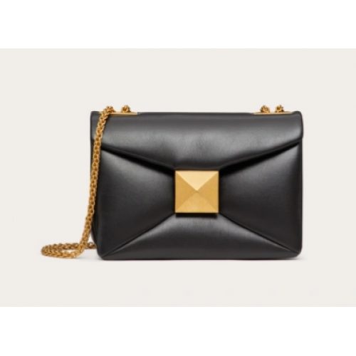 VALENTINO GARAVANI Schultertasche aus Lammfell mit Nieten XW0B0K21 schwarz