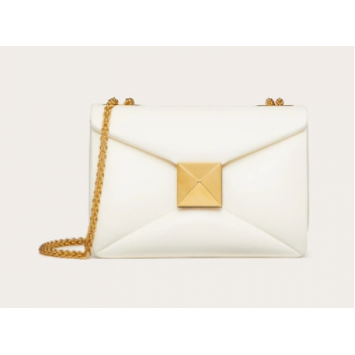 VALENTINO GARAVANI Schultertasche aus Lammfell mit Nieten XW0B0K21 weiß