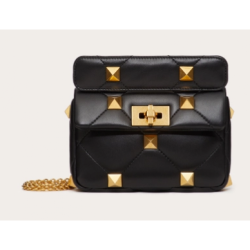 VALENTINO GARAVANI ROMAN STUD Kleine Lammfelltasche 1W2B0L04 schwarz