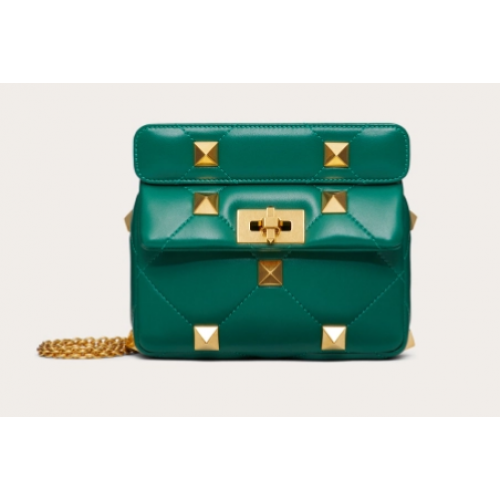 VALENTINO GARAVANI ROMAN STUD Kleine Lammfelltasche 1W2B0L04 grün