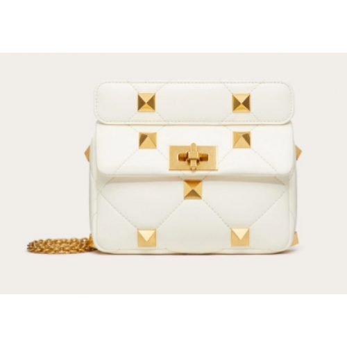 VALENTINO GARAVANI ROMAN STUD Kleine Lammfelltasche 1W2B0L04 weiß