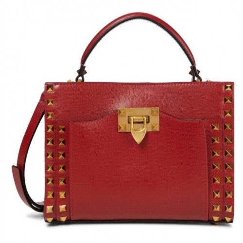 VALENTINO GARAVANI Rockstud Alcove Mittelnarbiges Kalbsleder 2B0056 rot