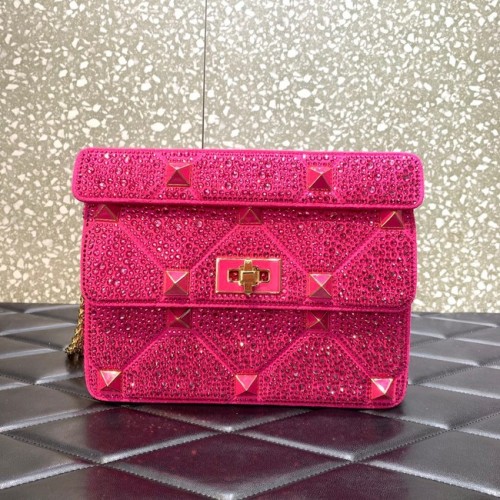 VALENTINO GARAVANI Roman Stud Schultertasche aus weichem Schafsleder VW0B0I82 Pflaume