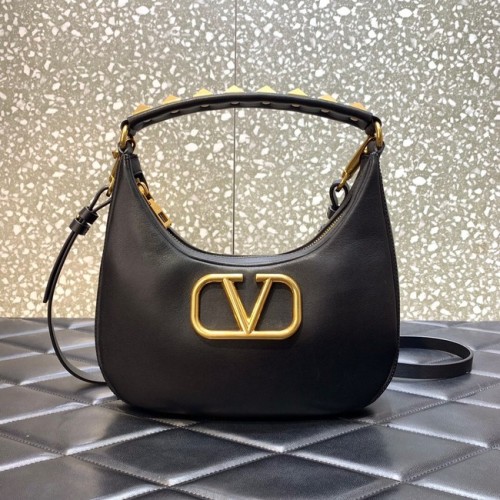 VALENTINO GARAVANI STUD SIGN Hobo Bag aus Kalbsleder 1W2B0K69 schwarz
