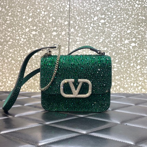 VALENTINO GARAVANI VSLING Shiny Diamond Mini-Umhängetasche XW20808 grün