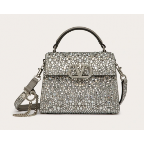VALENTINO GARAVANI VSLING Shiny Diamond Mini-Tragetasche XW2B0G9 Perlmuttgrau
