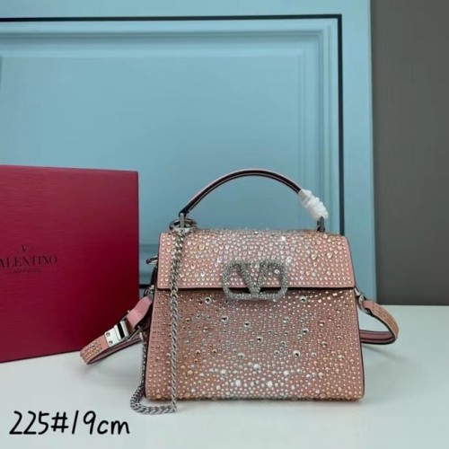 VALENTINO GARAVANI VSLING Glänzende Diamant-Mini-Tragetasche XW2B1G9 Rosa- und silberfarbenes Metall