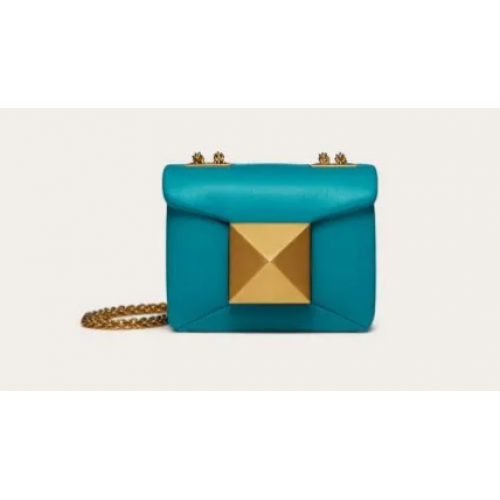 VALENTINO GARAVANI mini Schultertasche aus Schafsleder mit Nieten XW0P0X98H blau