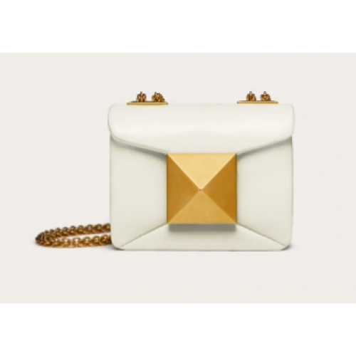 VALENTINO GARAVANI Mini-Umhängetasche aus Lammfell mit Nieten XW0P0X98H weiß