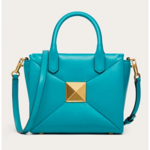 VALENTINO GARAVANI kleine Tragetasche aus Lammfell mit Nieten XW0B0K59 blau