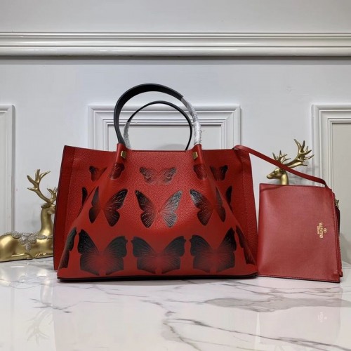 VALENTINO Origianl Ledertasche Schmetterlingsprägung V0099F Rot