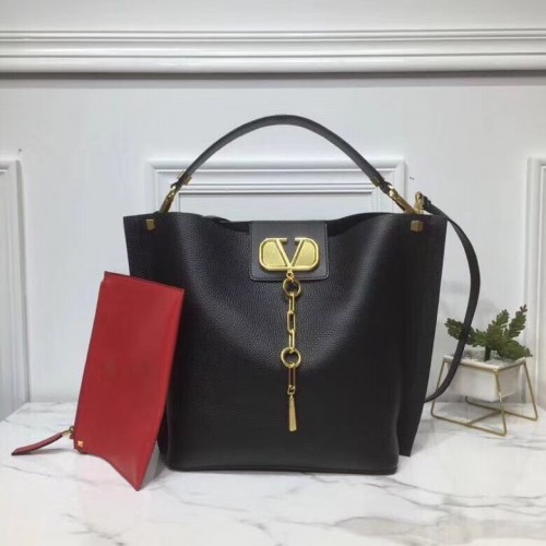 VALENTINO Original Ledertasche V0008 Schwarz