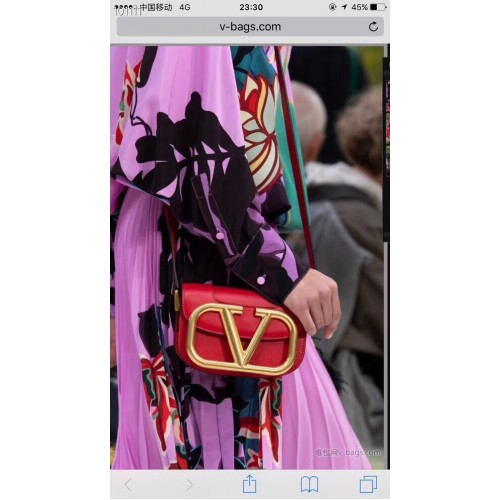 VALENTINO Origianl-Leder-Umhängetasche V0032 rot