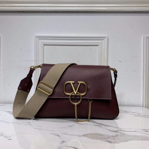 VALENTINO Origianl-Leder-Umhängetasche V0888 Burgund