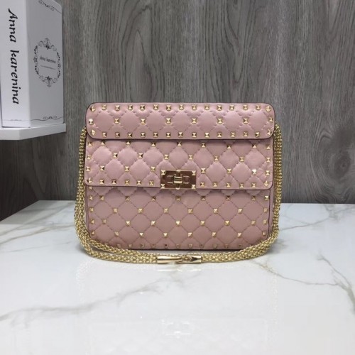VALENTINO Umhängetasche aus gestepptem Leder 45276 rosa