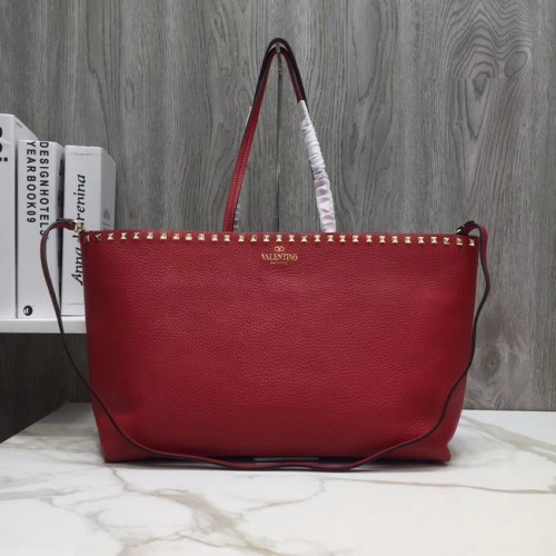 VALENTINO Shopper Rockstud aus genarbtem Leder 93316 rot