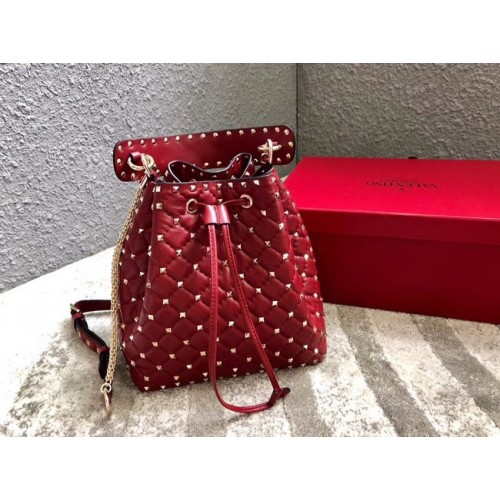 VALENTINO Beuteltasche Rockstud aus Leder 0059L rot
