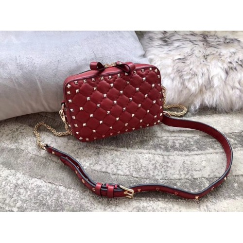 VALENTINO Kamera-Umhängetasche Rockstud aus Leder 57367 rot
