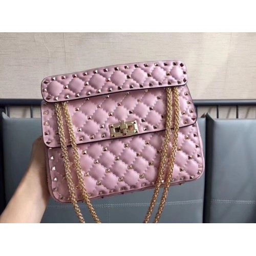 VALENTINO Schultertasche Rockstud Medium aus Leder 0123 Rosa