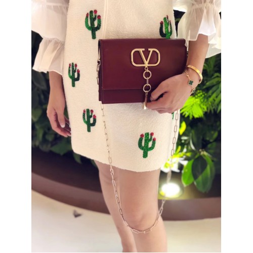 VALENTINO VLOCK Origianl-Leder-Umhängetasche 0910 Burgund