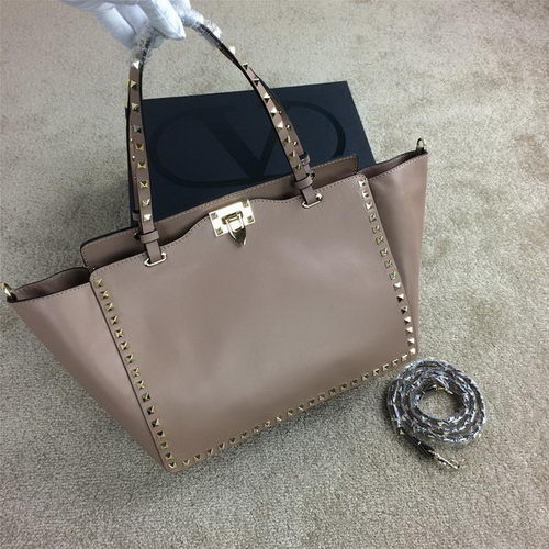 Valentino Garavani Tragetasche Rockstud Original Leder VG1917 Beige