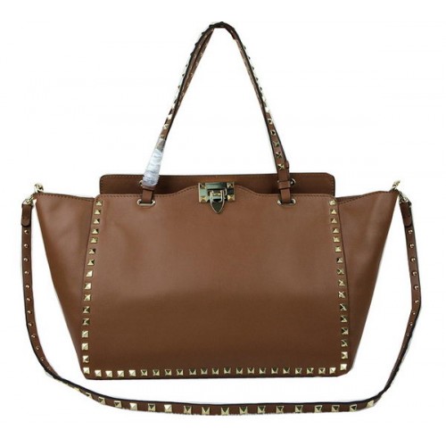 Valentino Garavani Tragetasche Rockstud Original Leder VG1917 Weizen