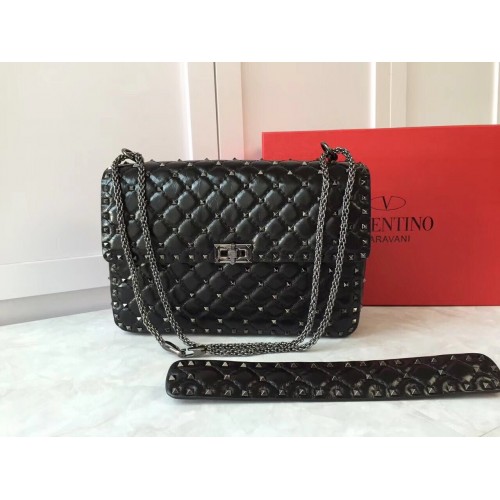 Valentino Schultertasche aus Schafsleder VT48722 Schwarz